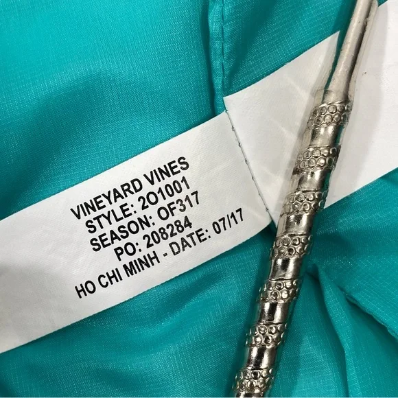 Vineyard Vines Quilted Navy Blue Turquoise Aqua Mountain Weekend Puffer Vest S - Picture 9 of 12